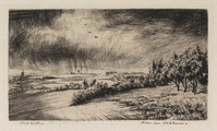 St G 078
<br/>
Regenbui boven landschap
<br/>
<em>Dokkum, Hans Marinus van (1908-1995)</em>